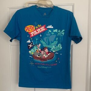 Disney Bright Teal Logo Tee with White Print
